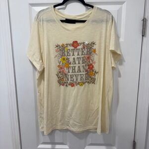 Lane Bryant 2X Cream‎ Floral Graphic Print T-Shirt 18/20 Better Late Than Never